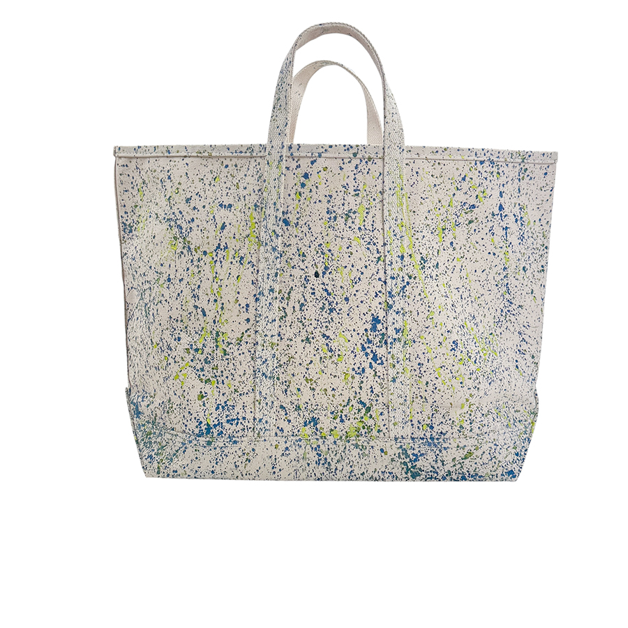 Splatter Tote Bag – Blue and Chartreuse