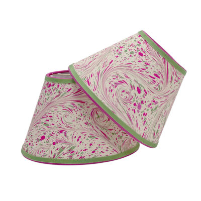 8" Marbled Paper Lampshades - Pair Berry Lime Swirled Stone