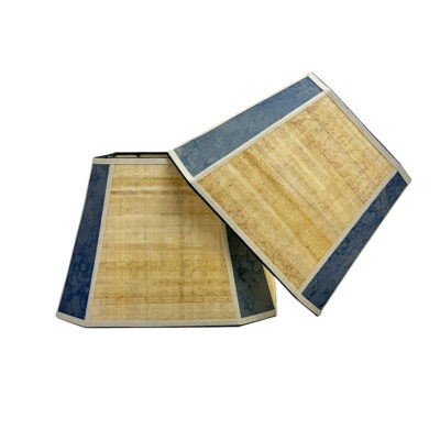 12" Papyrus and Indigo Marble Square Cut Corner Lampshades - Pair