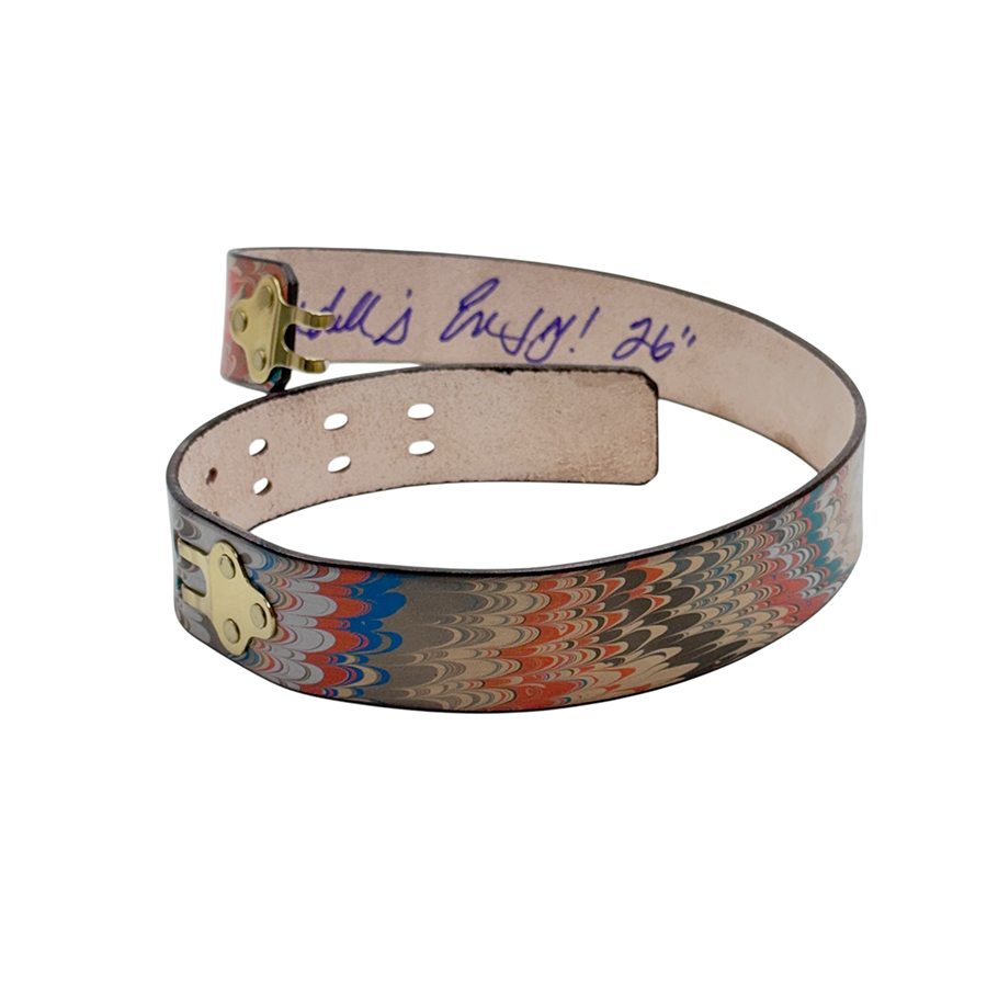 Marbled Leather Belt - 26" Nonpariel Blue Grey Orange Teal - Image 2