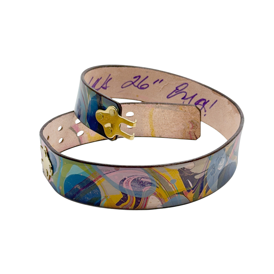 Marbled Leather Belt - 26" Over Marbled Multi Colors - Image 3