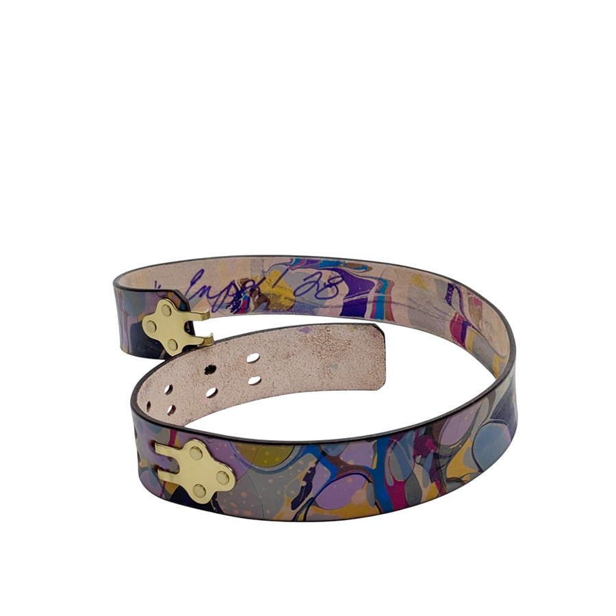 Marbled Leather Belt - 28" Over Marbled Multi Colored - Image 2