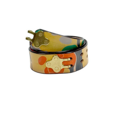 Marbled Leather Belt - 28" Orange Yellow Green