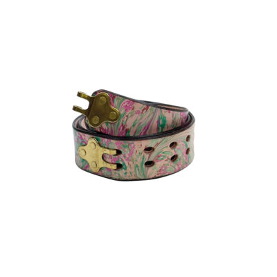 Marbled Leather Belt - 28" Pink and Green Stone