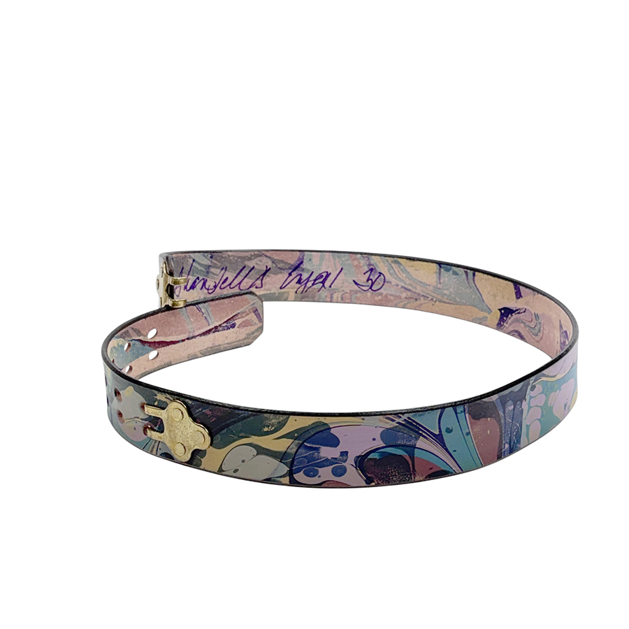 Marbled Leather Belt - 30" Over Marbled Blues - Image 2