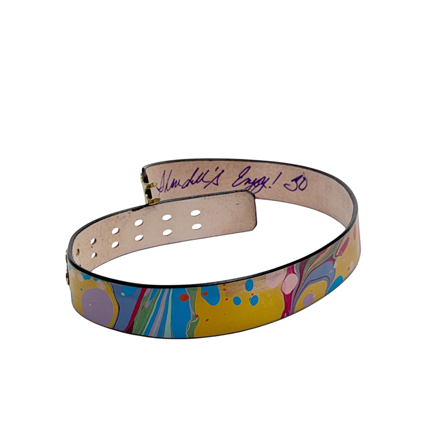 Marbled Leather Belt - 30" Sky Blue Lavender Maroon Ochre - Image 2