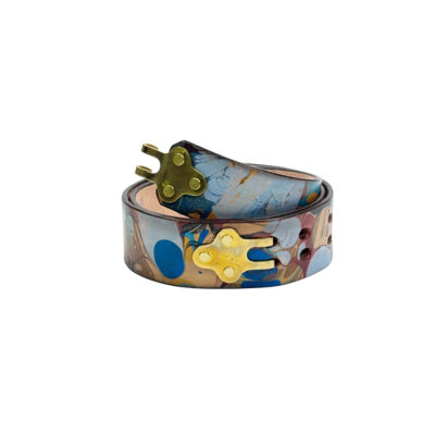 Marbled Leather Belt - 30" Over Marbled Blues