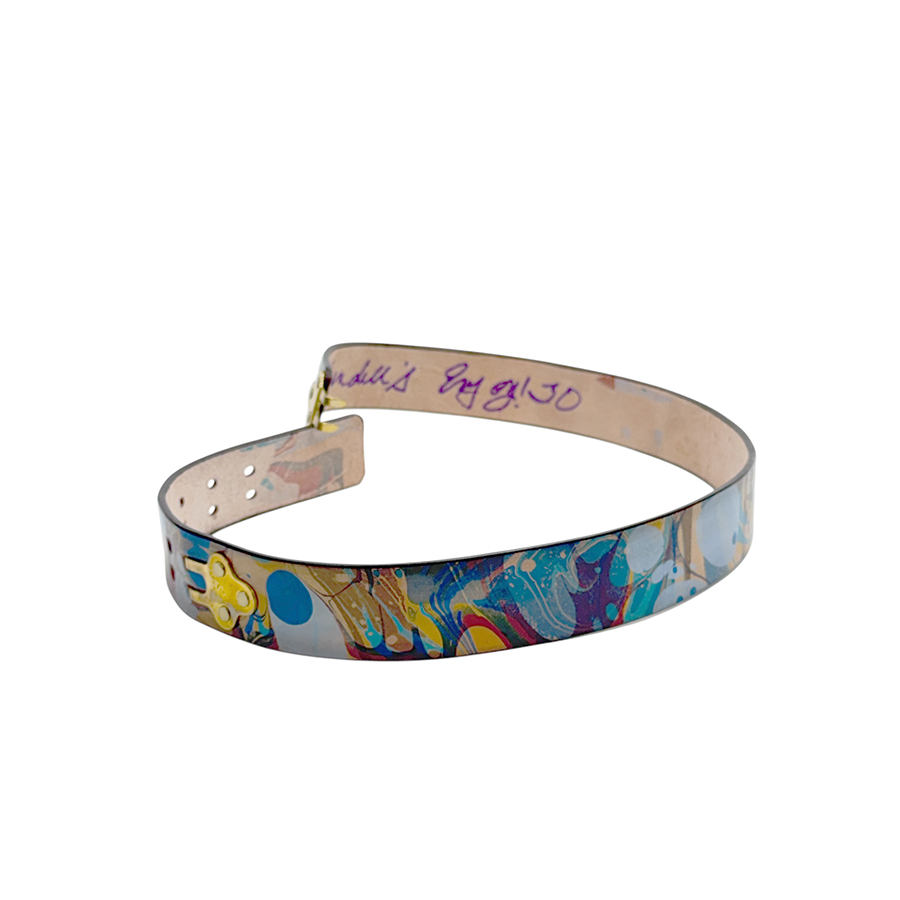 Marbled Leather Belt - 30" Over Marbled Blues - Image 2