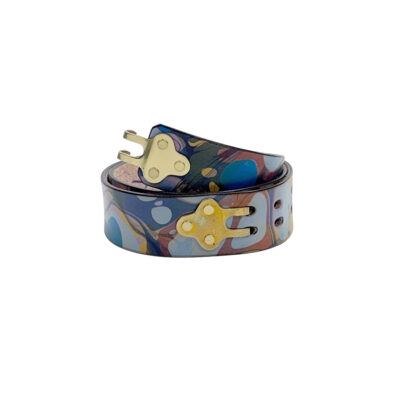Marbled Leather Belt - 32" Over Marbled Navy Sienna Lavender