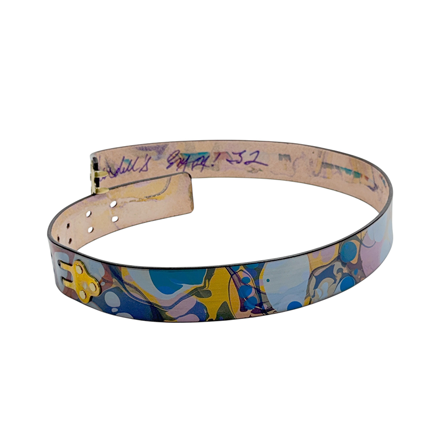 Marbled Leather Belt - 32" Over Marbled Navy Sienna Lavender - Image 2