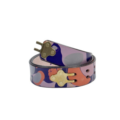 Marbled Leather Belt - 32" Orange Lavender Purple