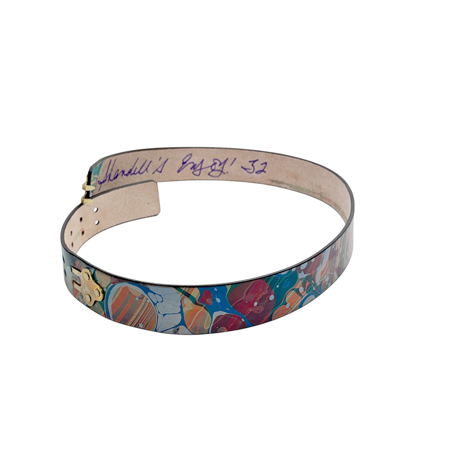 Marbled Leather Belt - 32" Over Marbled Blue Green Burnt Orange - Image 2