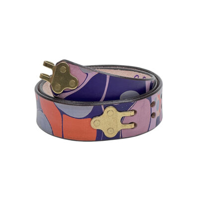Marbled Leather Belt - 34" Lavender Orange Purple