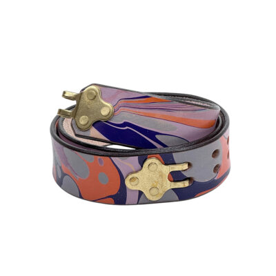Marbled Leather Belt - 34" Orange Purple