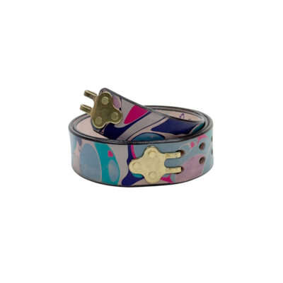 Marbled Leather Belt - 34" Slate Navy Lavender