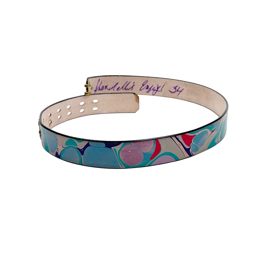 Marbled Leather Belt - 34" Slate Navy Lavender - Image 2