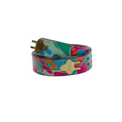 Marbled Leather Belt - 36" Mint Berry Blue Orange