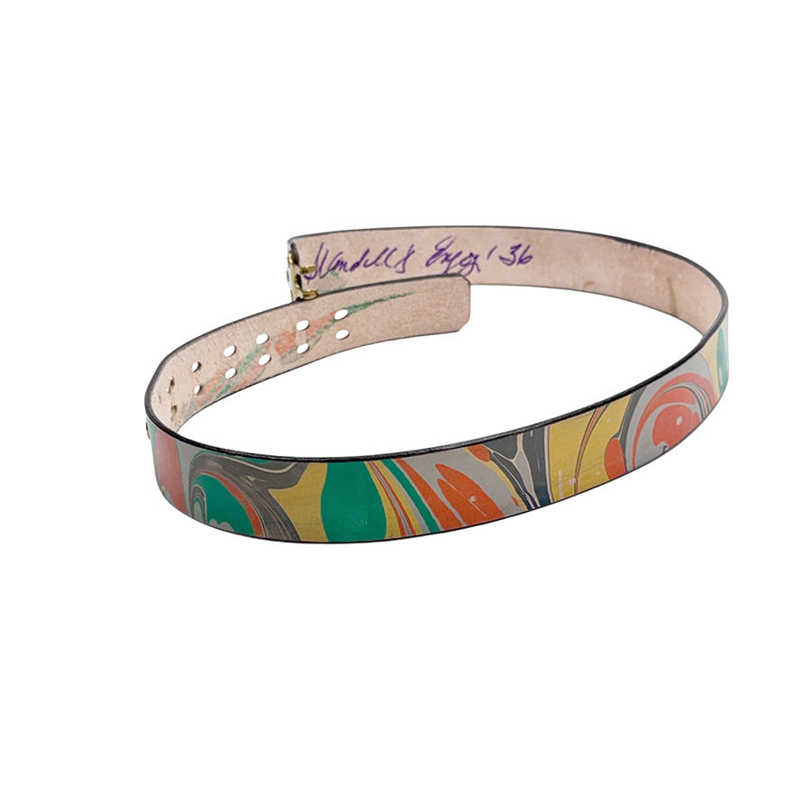 Marbled Leather Belt - 36" Orange and Green - Image 2