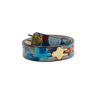 Marbled Leather Belt - 36" Over Marbled Blue Green Orange