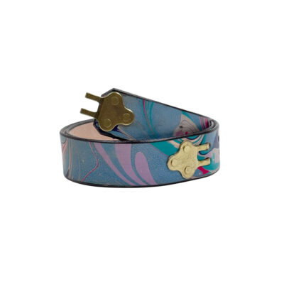 Marbled Leather Belt - 36" French Blue Lavender