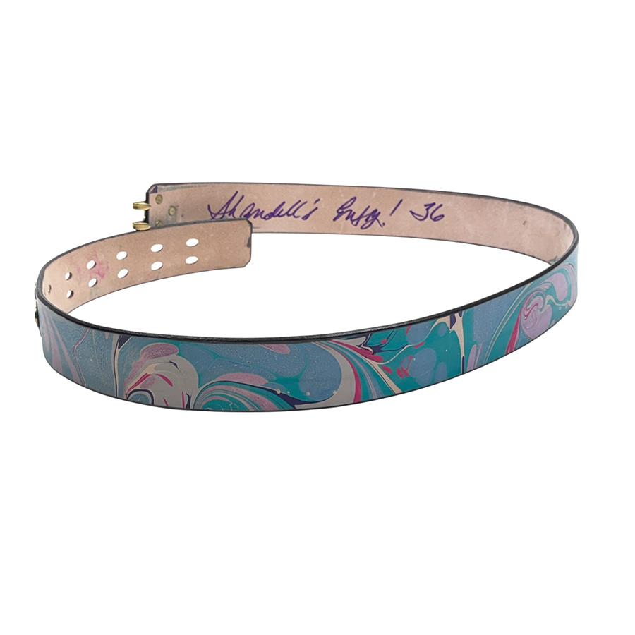 Marbled Leather Belt - 36" French Blue Lavender - Image 2