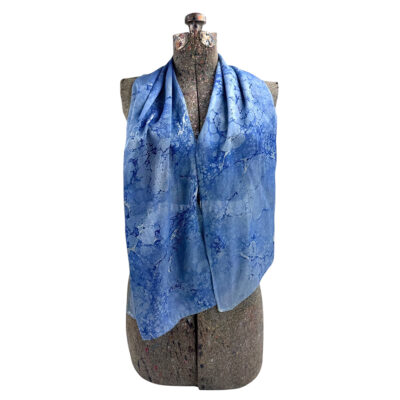 Marbled Silk Scarf - Indigo Shell