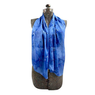 Marbled Silk Scarf - Indigo Stone #2
