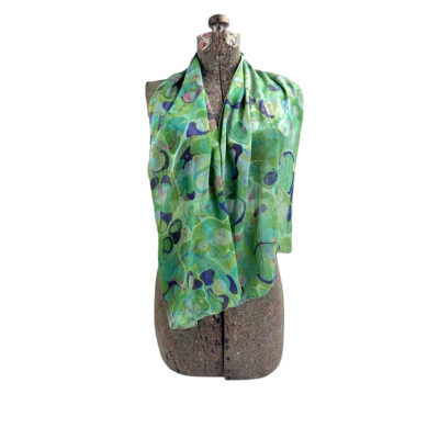 Marbled Silk Scarf - Mint Green Purple Pink Stone